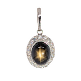 Estate: 18K Black Star Sapphire Enhancer Pendant with 1.60CTW Diamonds